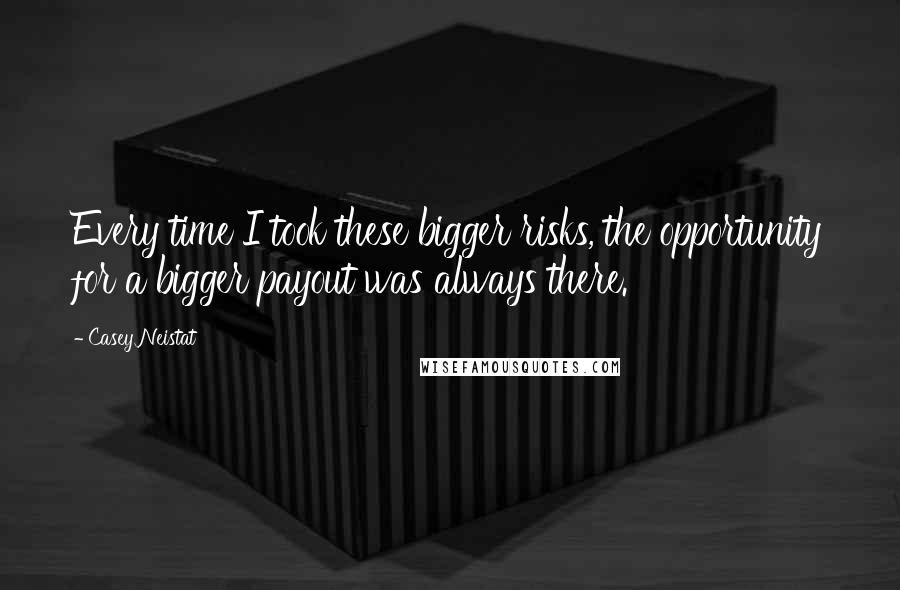 Casey Neistat Quotes: Every time I took these bigger risks, the opportunity for a bigger payout was always there.