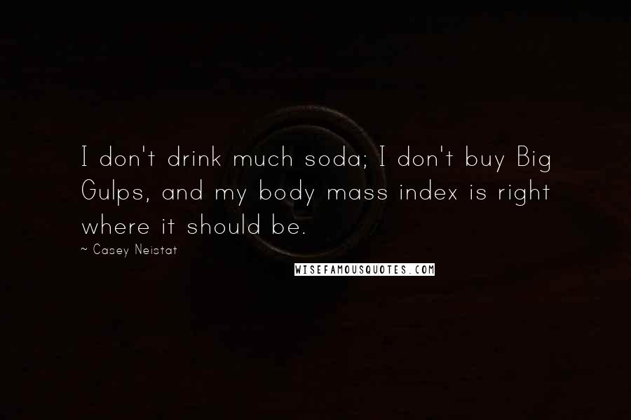 Casey Neistat Quotes: I don't drink much soda; I don't buy Big Gulps, and my body mass index is right where it should be.