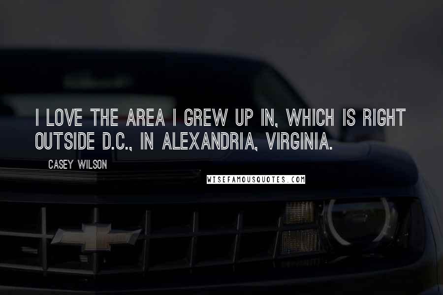 Casey Wilson Quotes: I love the area I grew up in, which is right outside D.C., in Alexandria, Virginia.