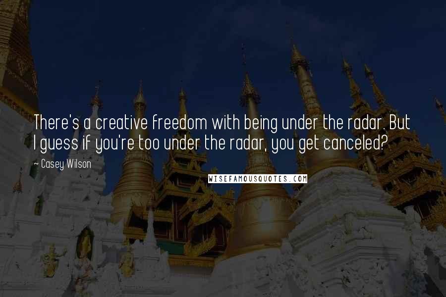 Casey Wilson Quotes: There's a creative freedom with being under the radar. But I guess if you're too under the radar, you get canceled?