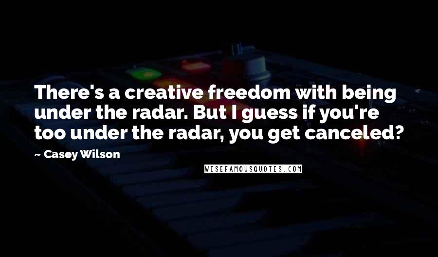 Casey Wilson Quotes: There's a creative freedom with being under the radar. But I guess if you're too under the radar, you get canceled?