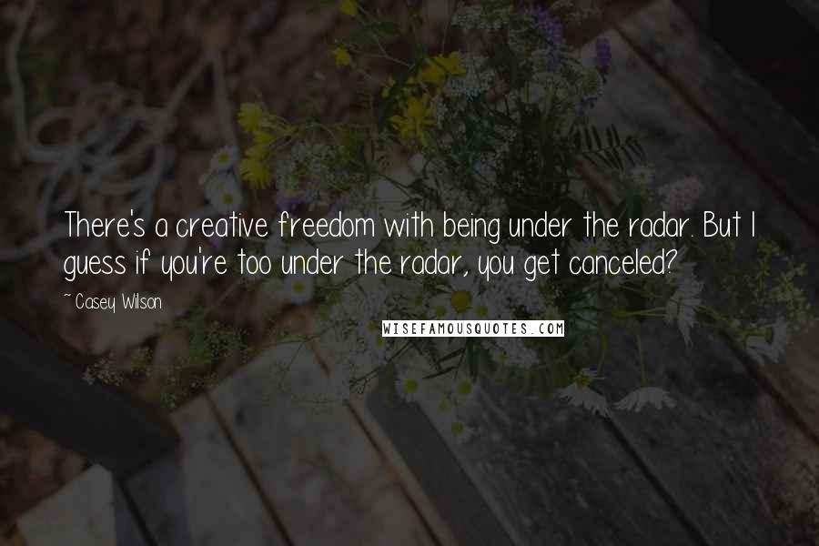 Casey Wilson Quotes: There's a creative freedom with being under the radar. But I guess if you're too under the radar, you get canceled?