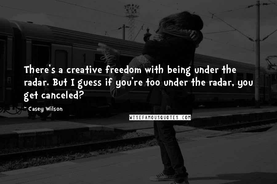 Casey Wilson Quotes: There's a creative freedom with being under the radar. But I guess if you're too under the radar, you get canceled?