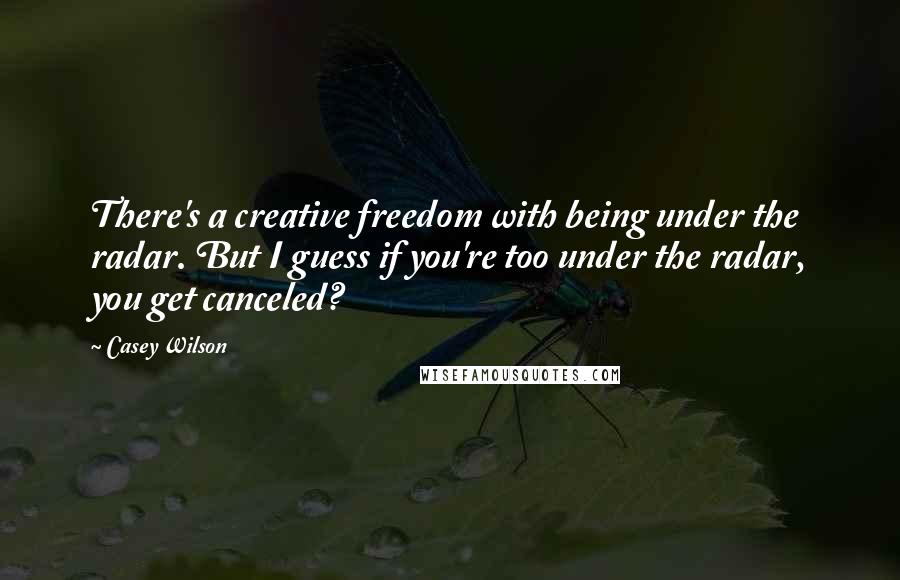 Casey Wilson Quotes: There's a creative freedom with being under the radar. But I guess if you're too under the radar, you get canceled?