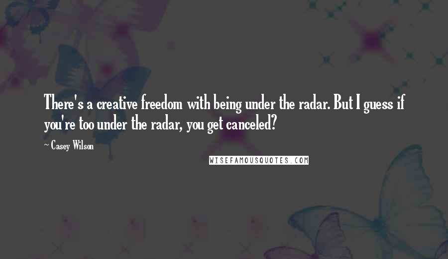 Casey Wilson Quotes: There's a creative freedom with being under the radar. But I guess if you're too under the radar, you get canceled?