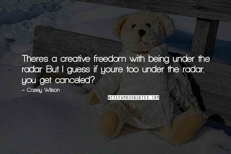 Casey Wilson Quotes: There's a creative freedom with being under the radar. But I guess if you're too under the radar, you get canceled?