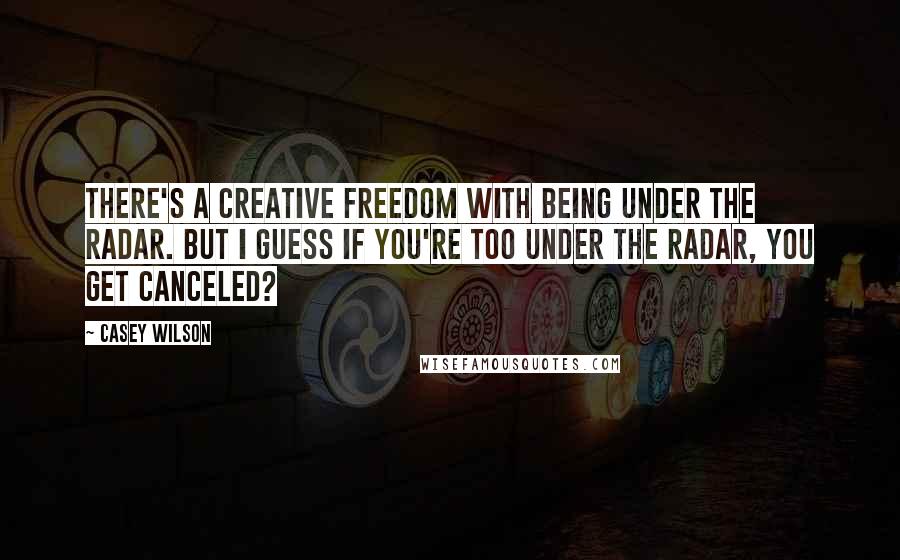 Casey Wilson Quotes: There's a creative freedom with being under the radar. But I guess if you're too under the radar, you get canceled?