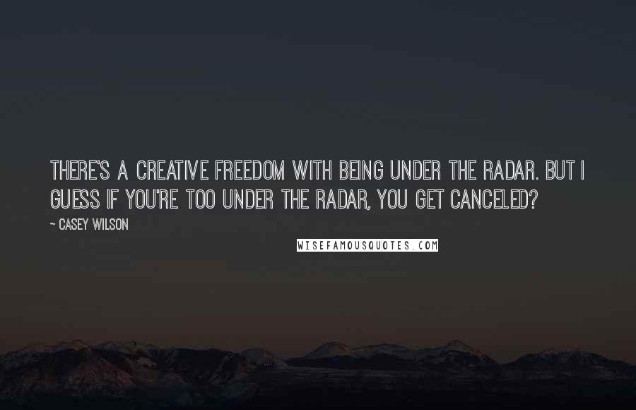 Casey Wilson Quotes: There's a creative freedom with being under the radar. But I guess if you're too under the radar, you get canceled?