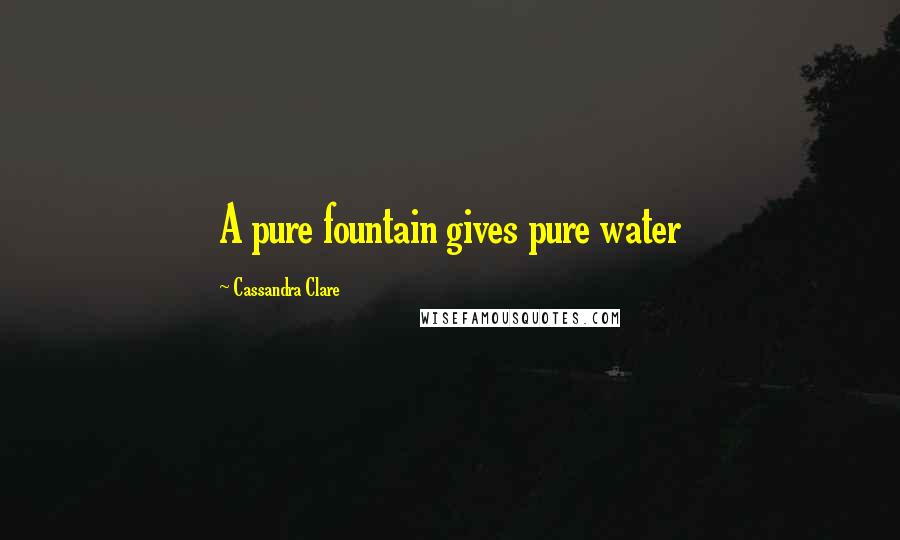 Cassandra Clare Quotes: A pure fountain gives pure water