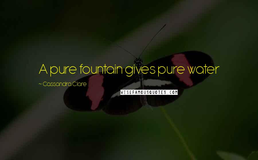 Cassandra Clare Quotes: A pure fountain gives pure water