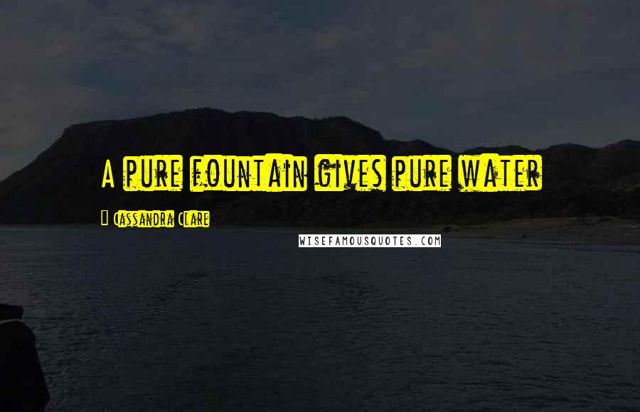 Cassandra Clare Quotes: A pure fountain gives pure water