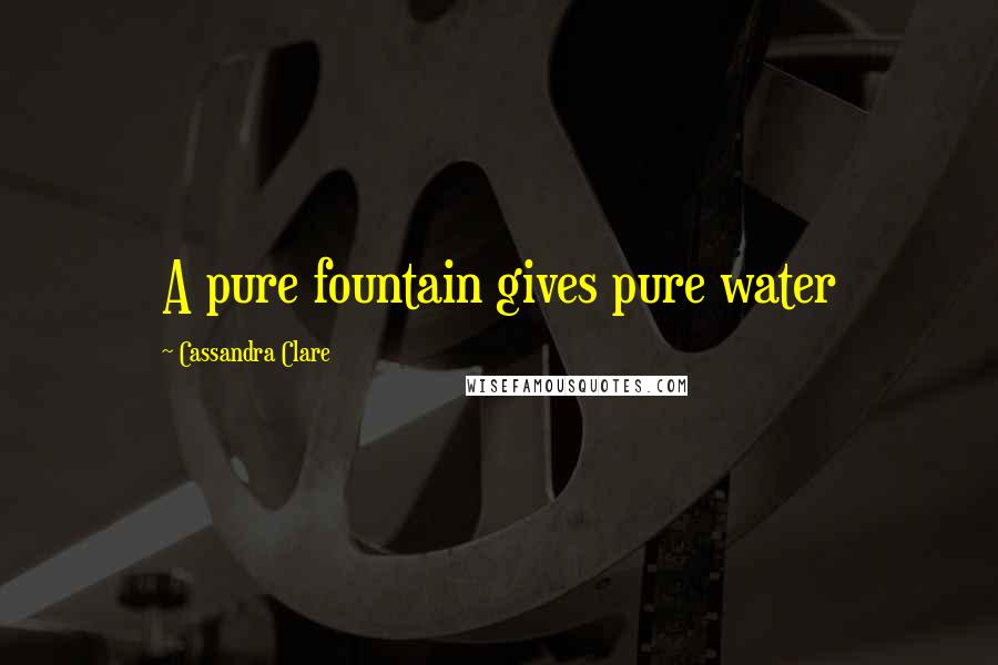 Cassandra Clare Quotes: A pure fountain gives pure water