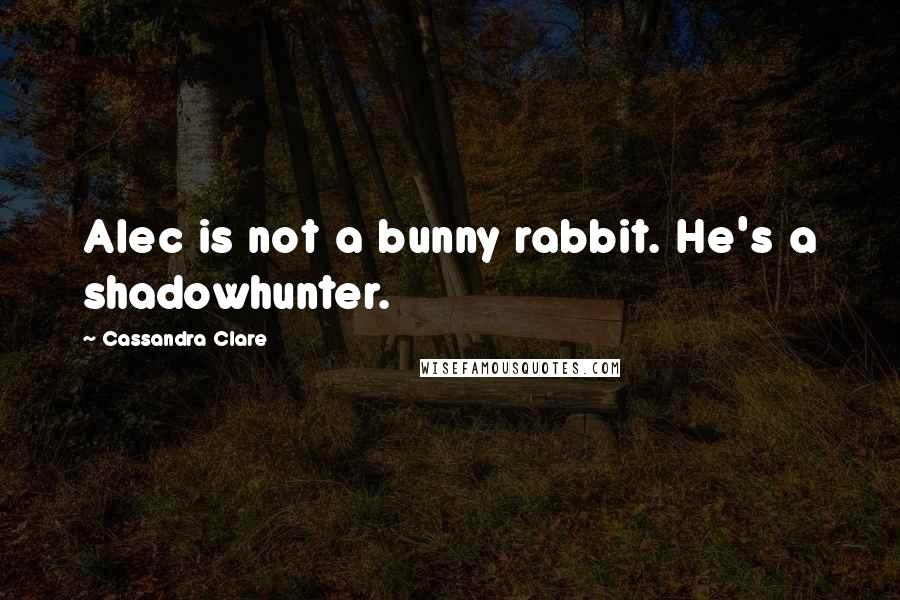 Cassandra Clare Quotes: Alec is not a bunny rabbit. He's a shadowhunter.