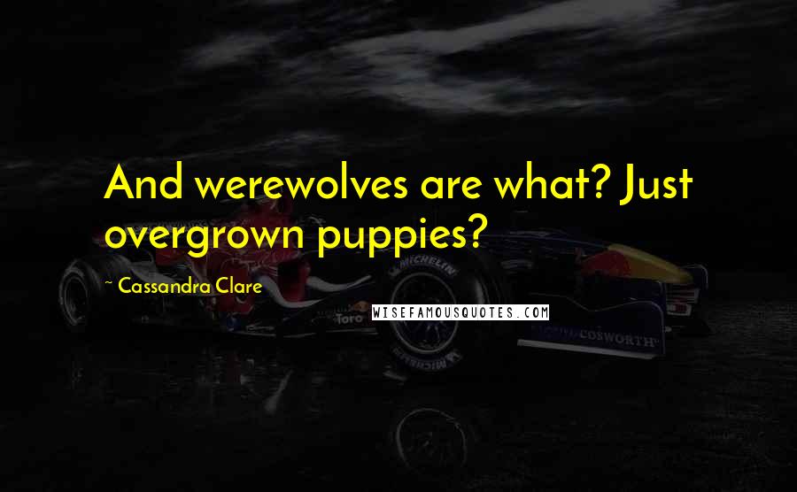 Cassandra Clare Quotes: And werewolves are what? Just overgrown puppies?