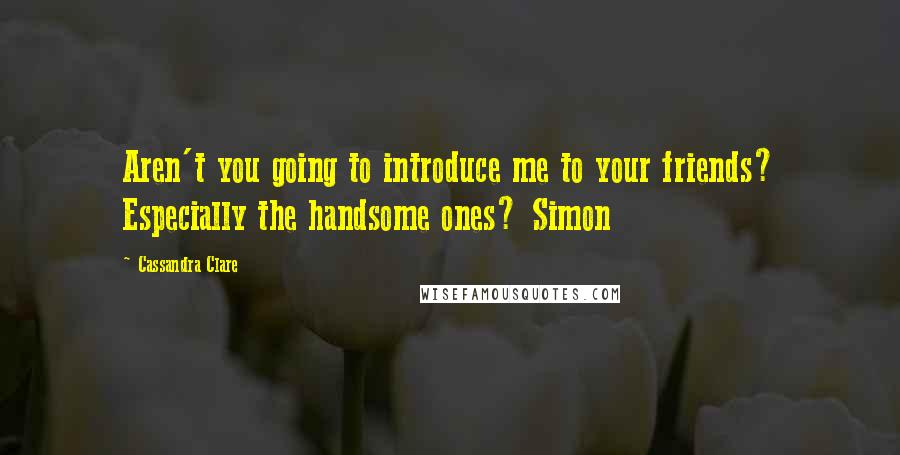 Cassandra Clare Quotes: Aren't you going to introduce me to your friends? Especially the handsome ones? Simon