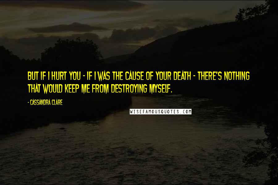Cassandra Clare Quotes: But if I hurt you - if I was the cause of your death - there's nothing that would keep me from destroying myself.