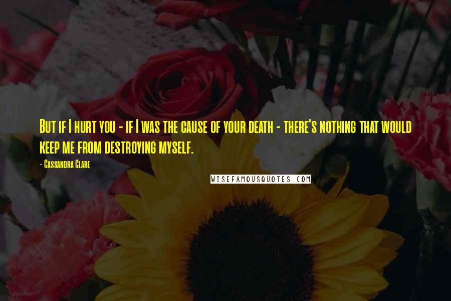 Cassandra Clare Quotes: But if I hurt you - if I was the cause of your death - there's nothing that would keep me from destroying myself.