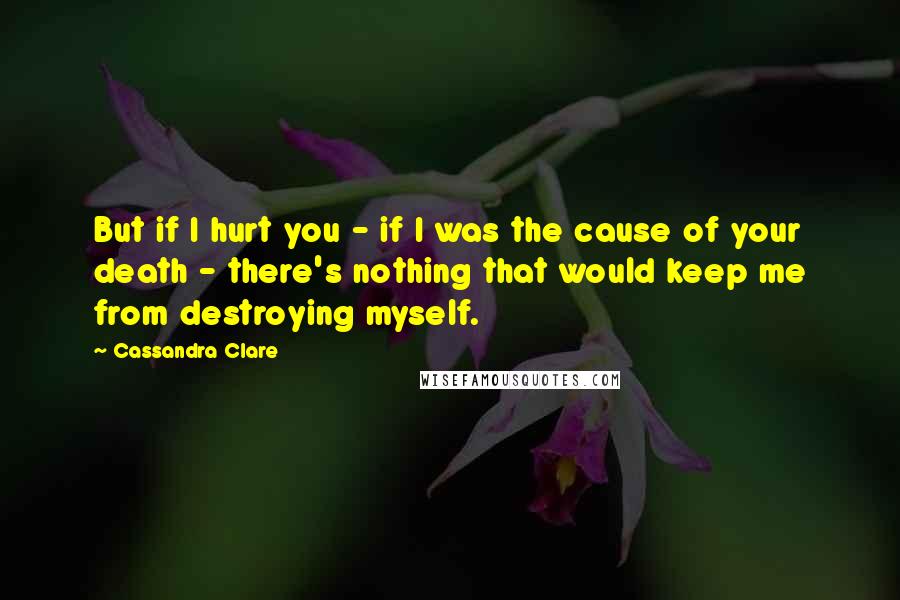 Cassandra Clare Quotes: But if I hurt you - if I was the cause of your death - there's nothing that would keep me from destroying myself.