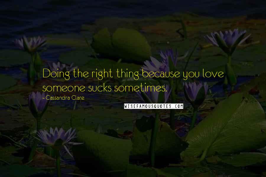 Cassandra Clare Quotes: Doing the right thing because you love someone sucks sometimes.