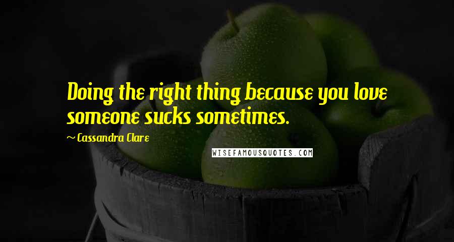 Cassandra Clare Quotes: Doing the right thing because you love someone sucks sometimes.