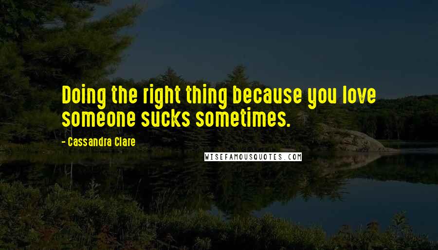 Cassandra Clare Quotes: Doing the right thing because you love someone sucks sometimes.