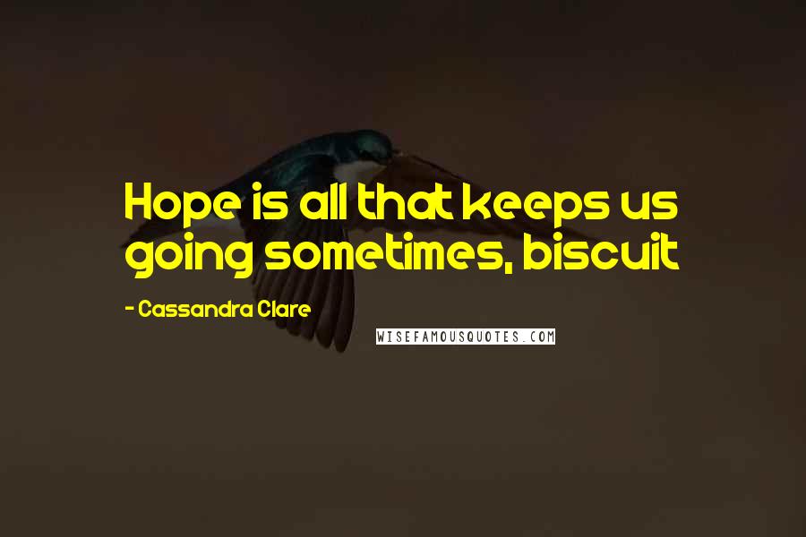 Cassandra Clare Quotes: Hope is all that keeps us going sometimes, biscuit