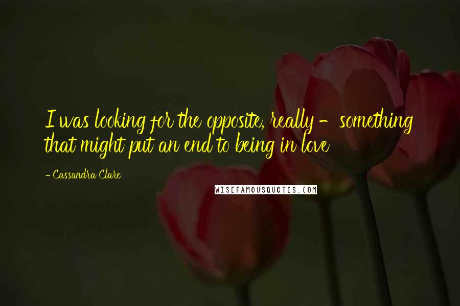 Cassandra Clare Quotes: I was looking for the opposite, really -something that might put an end to being in love