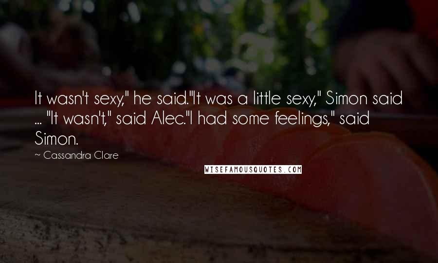 Cassandra Clare Quotes: It wasn't sexy," he said."It was a little sexy," Simon said ... "It wasn't," said Alec."I had some feelings," said Simon.