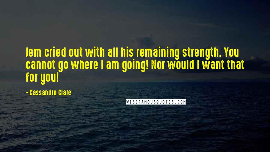 Cassandra Clare Quotes: Jem cried out with all his remaining strength. You cannot go where I am going! Nor would I want that for you!