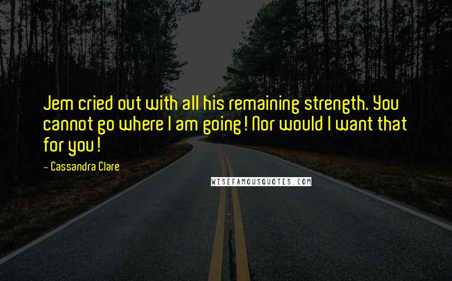 Cassandra Clare Quotes: Jem cried out with all his remaining strength. You cannot go where I am going! Nor would I want that for you!