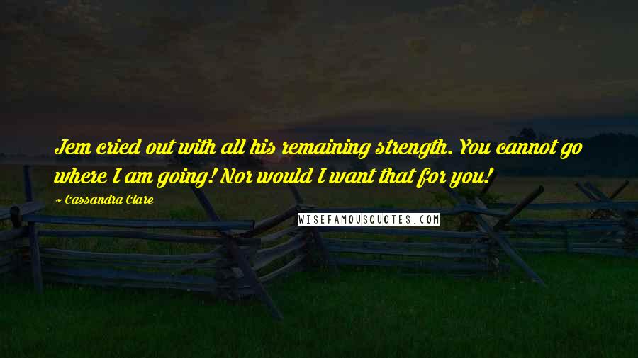 Cassandra Clare Quotes: Jem cried out with all his remaining strength. You cannot go where I am going! Nor would I want that for you!