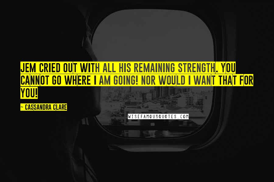 Cassandra Clare Quotes: Jem cried out with all his remaining strength. You cannot go where I am going! Nor would I want that for you!