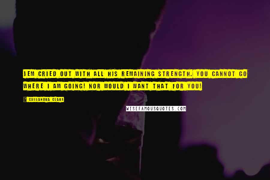 Cassandra Clare Quotes: Jem cried out with all his remaining strength. You cannot go where I am going! Nor would I want that for you!