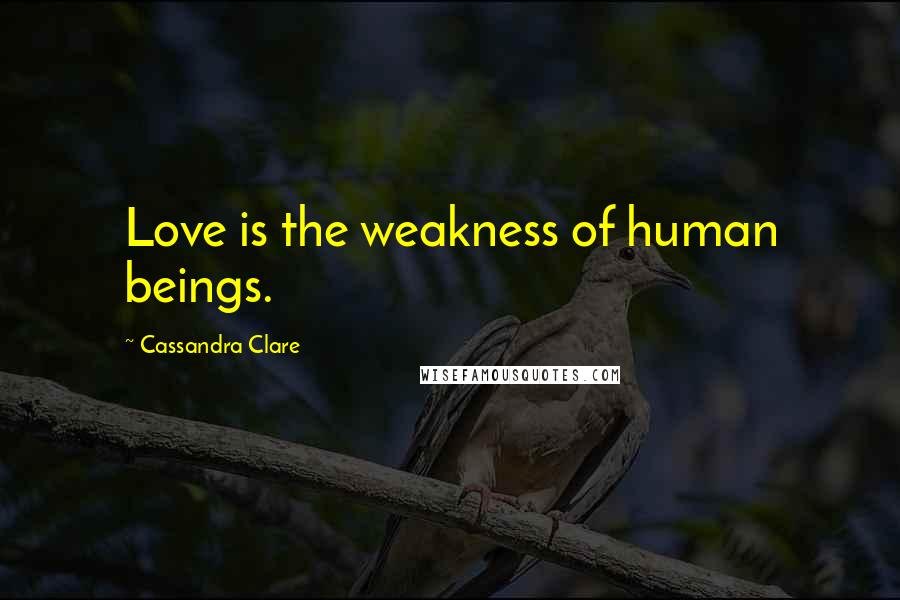 Cassandra Clare Quotes: Love is the weakness of human beings.