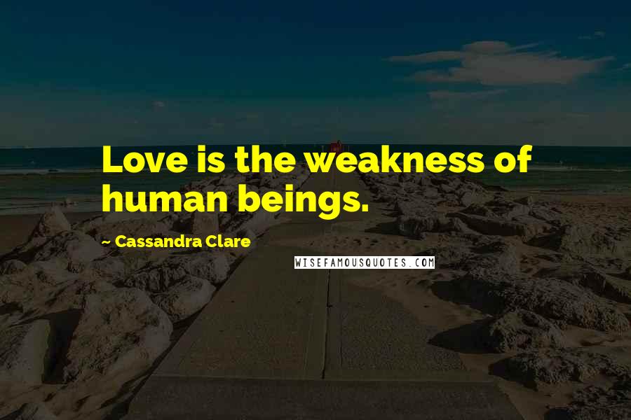 Cassandra Clare Quotes: Love is the weakness of human beings.