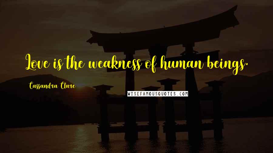 Cassandra Clare Quotes: Love is the weakness of human beings.