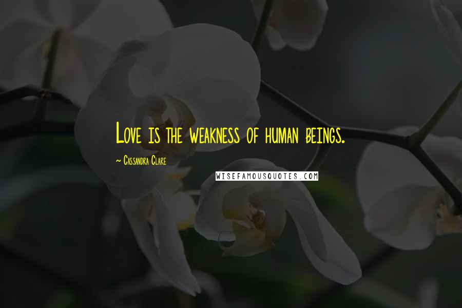 Cassandra Clare Quotes: Love is the weakness of human beings.