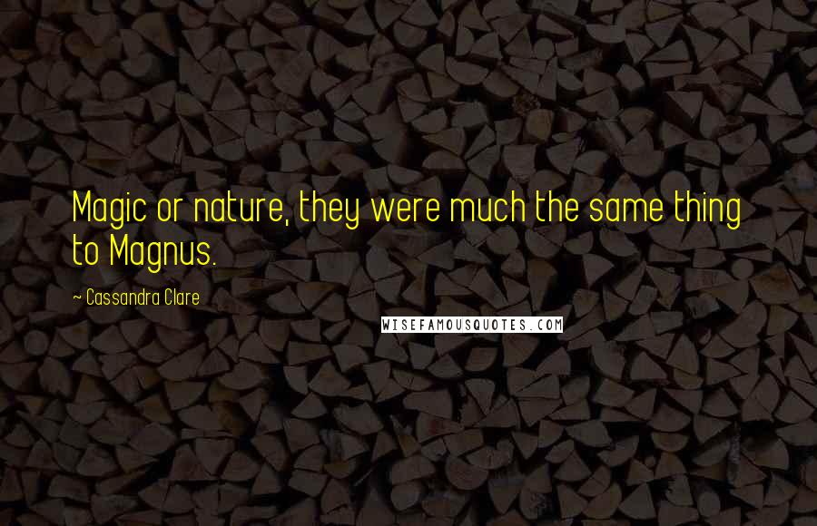 Cassandra Clare Quotes: Magic or nature, they were much the same thing to Magnus.