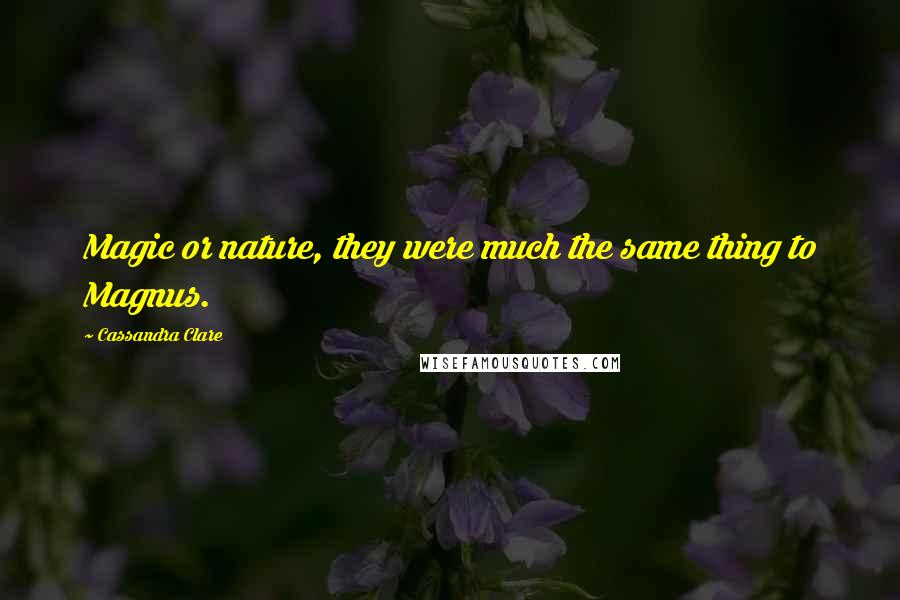 Cassandra Clare Quotes: Magic or nature, they were much the same thing to Magnus.