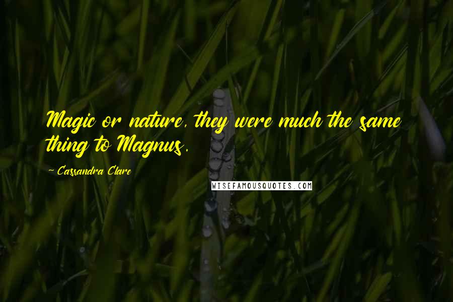 Cassandra Clare Quotes: Magic or nature, they were much the same thing to Magnus.