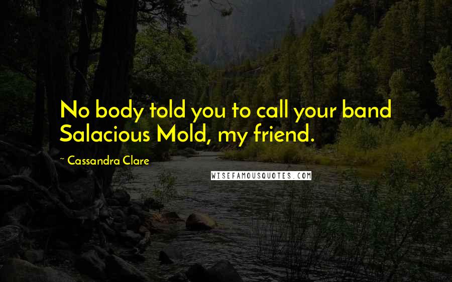 Cassandra Clare Quotes: No body told you to call your band Salacious Mold, my friend.