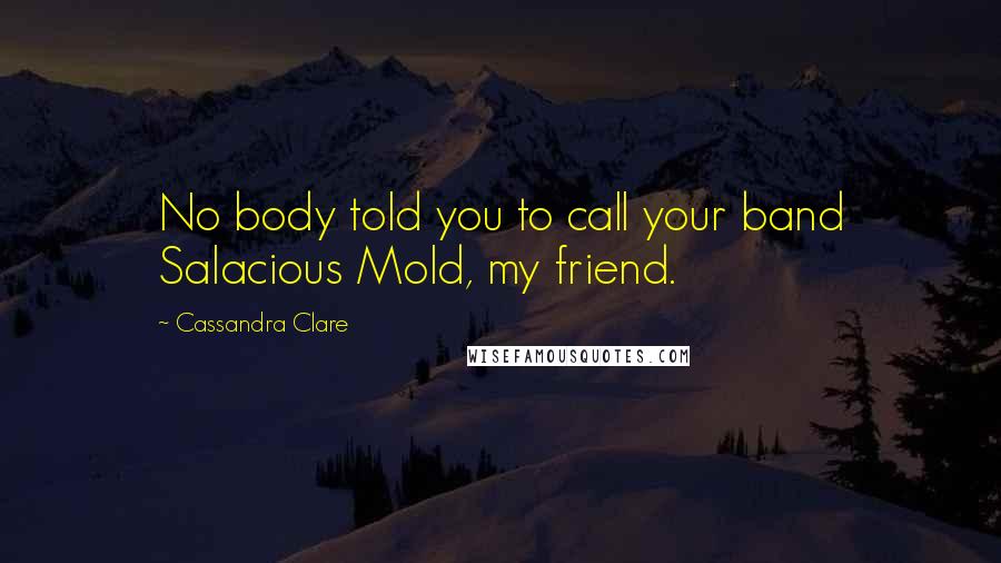 Cassandra Clare Quotes: No body told you to call your band Salacious Mold, my friend.