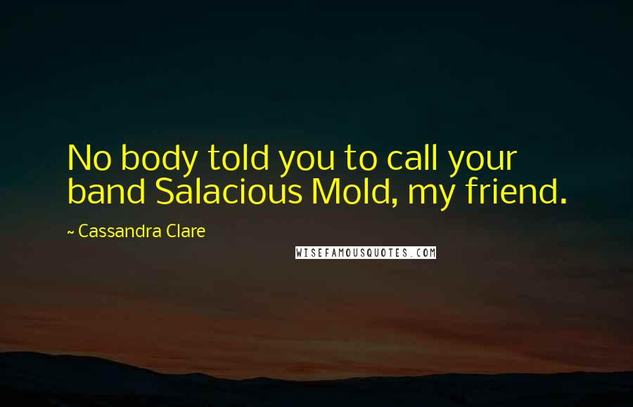 Cassandra Clare Quotes: No body told you to call your band Salacious Mold, my friend.