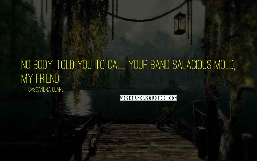Cassandra Clare Quotes: No body told you to call your band Salacious Mold, my friend.