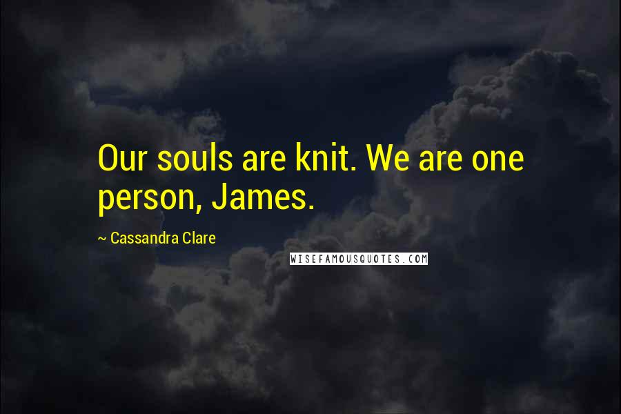 Cassandra Clare Quotes: Our souls are knit. We are one person, James.