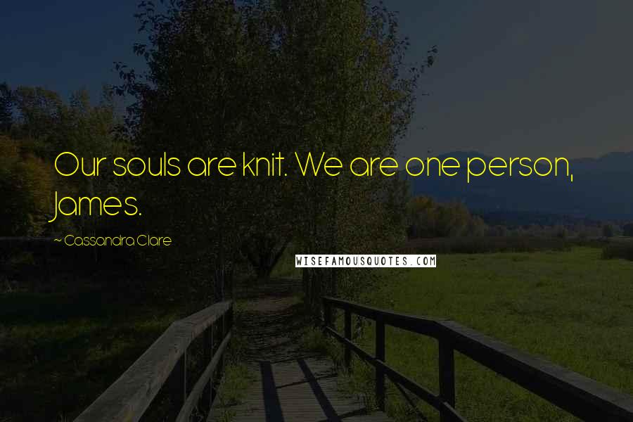 Cassandra Clare Quotes: Our souls are knit. We are one person, James.