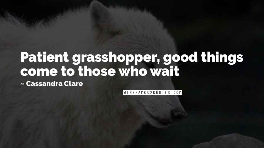 Cassandra Clare Quotes: Patient grasshopper, good things come to those who wait