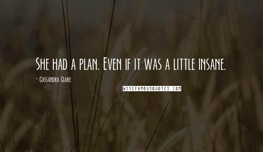 Cassandra Clare Quotes: She had a plan. Even if it was a little insane.