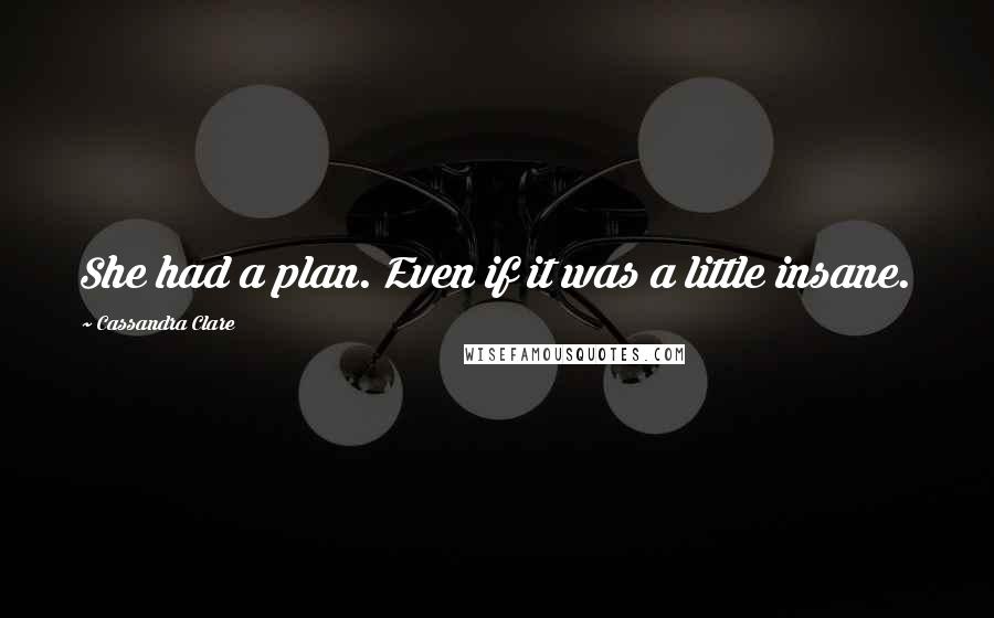 Cassandra Clare Quotes: She had a plan. Even if it was a little insane.