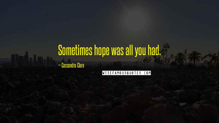 Cassandra Clare Quotes: Sometimes hope was all you had.